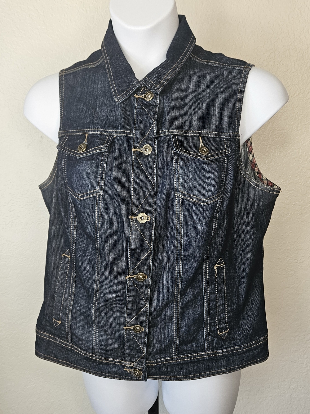 Baccini Dark Blue Denim Sleeveless Jacket Vest